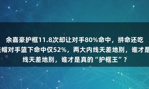 余嘉豪护框11.8次却让对手80%命中，拼命还吃亏，徐昕2.1次盖帽对手篮下命中仅52%，两大内线天差地别，谁才是真的“护框王”？